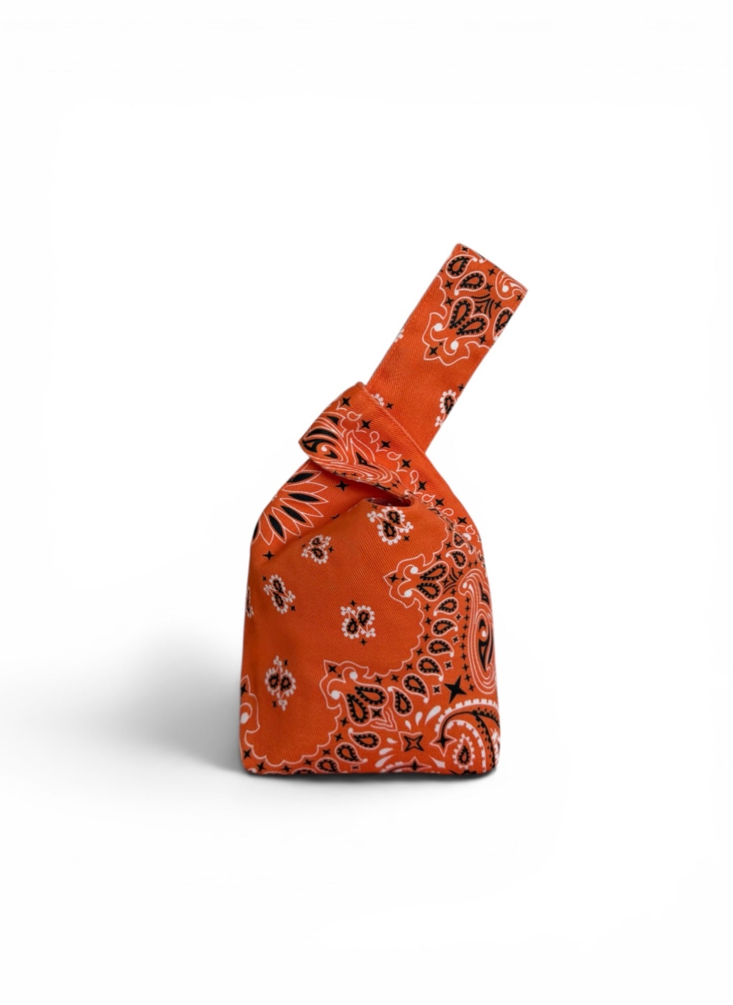 Orange Denim Paisley Knot Bag