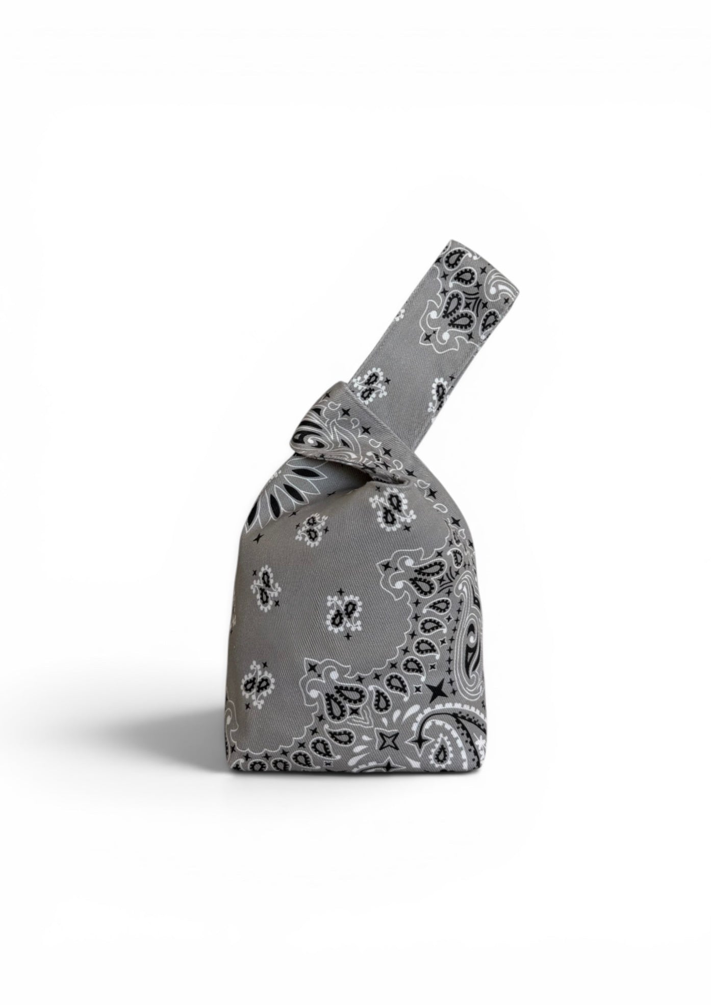 Gray Denim Paisley Knot Bag