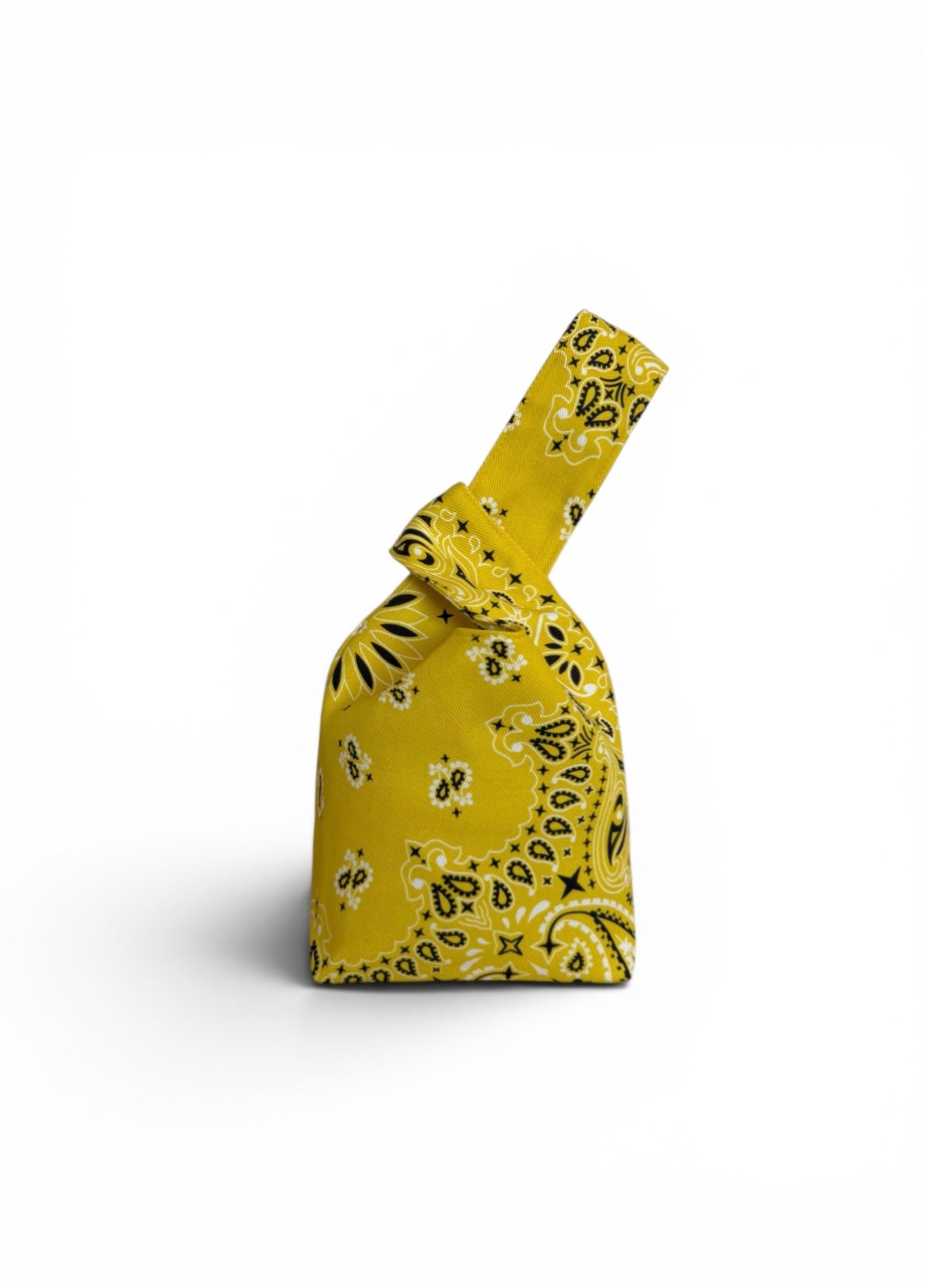 Yellow Denim Paisley Knot Bag
