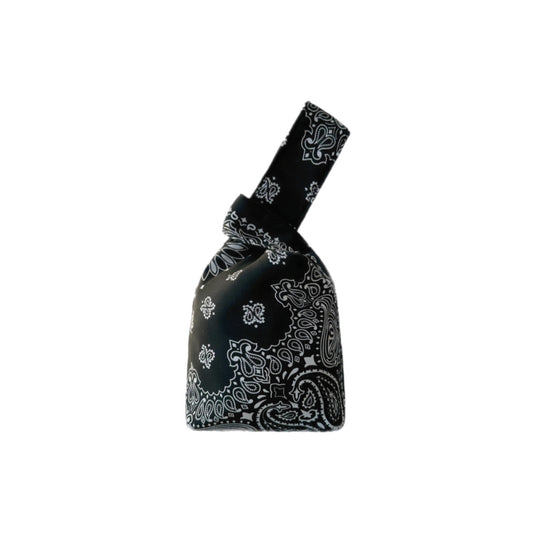 Black Paisley One Handle Knot Bag