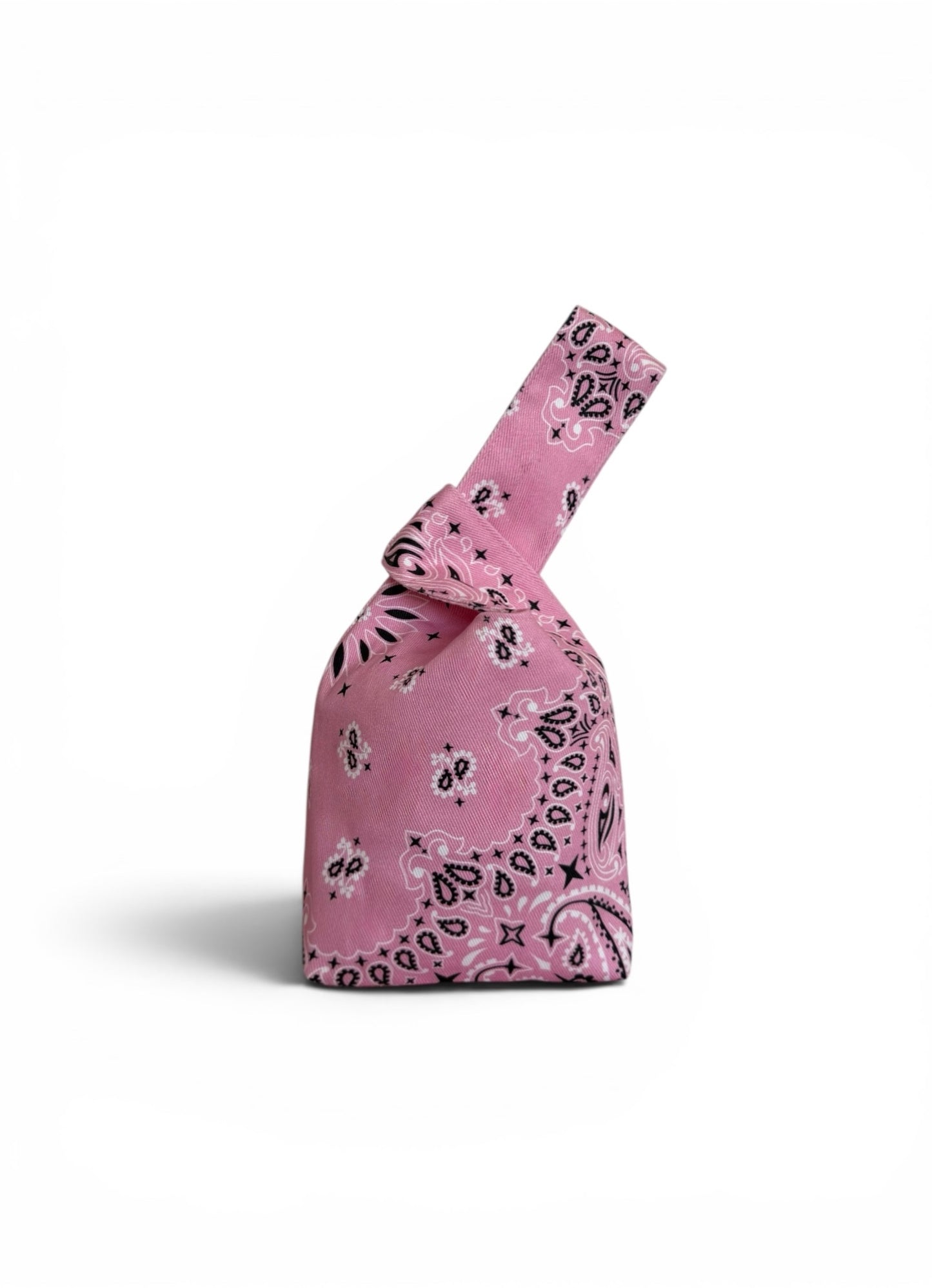 Pink Denim Paisley Knot Bag