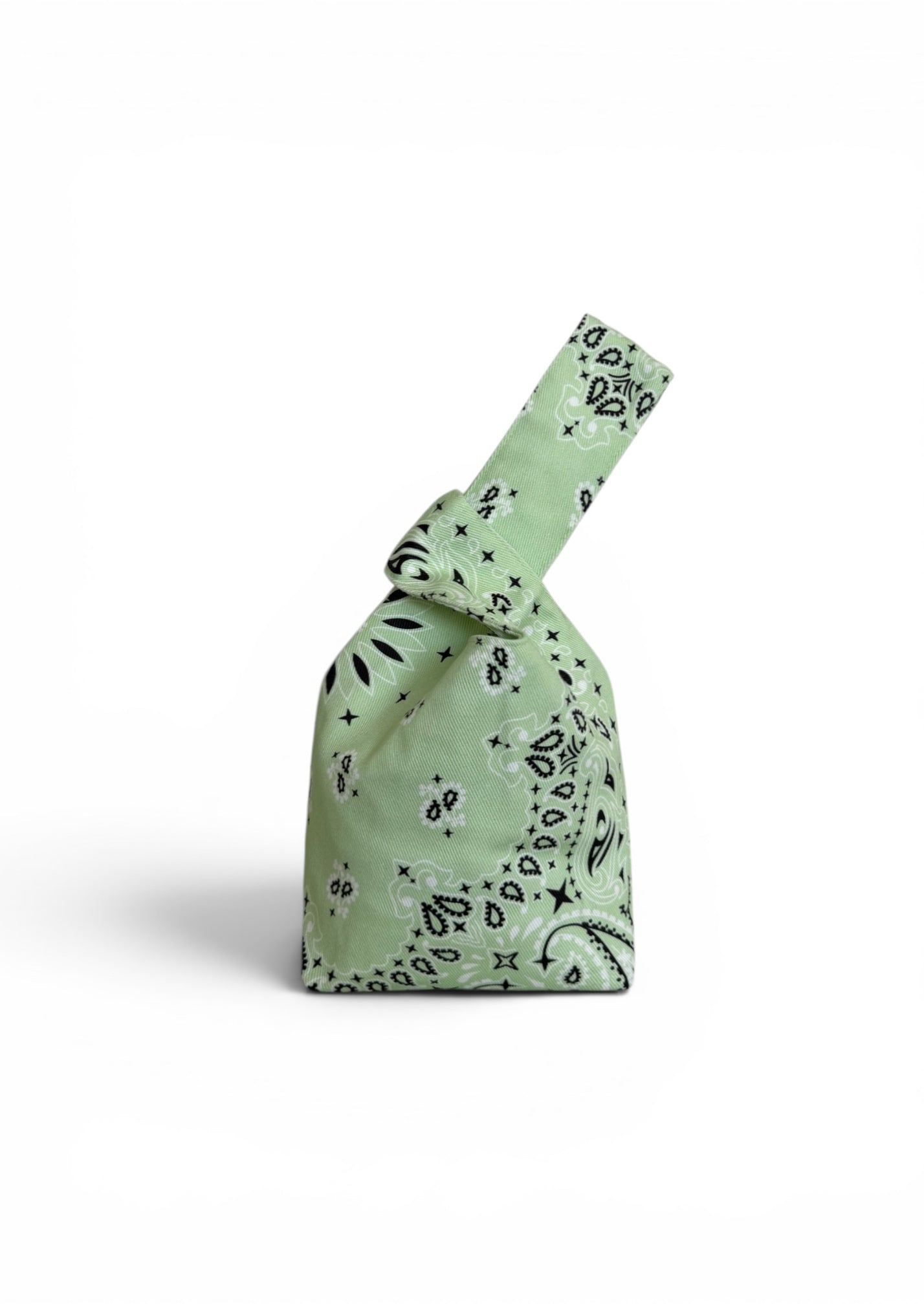 Mint Denim Paisley Knot Bag