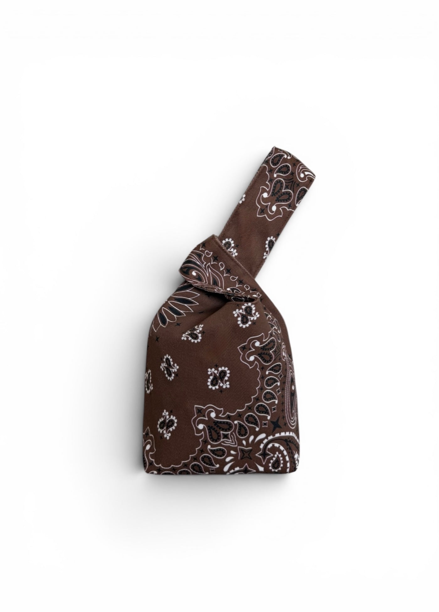 Brown Denim Paisley Knot Bag