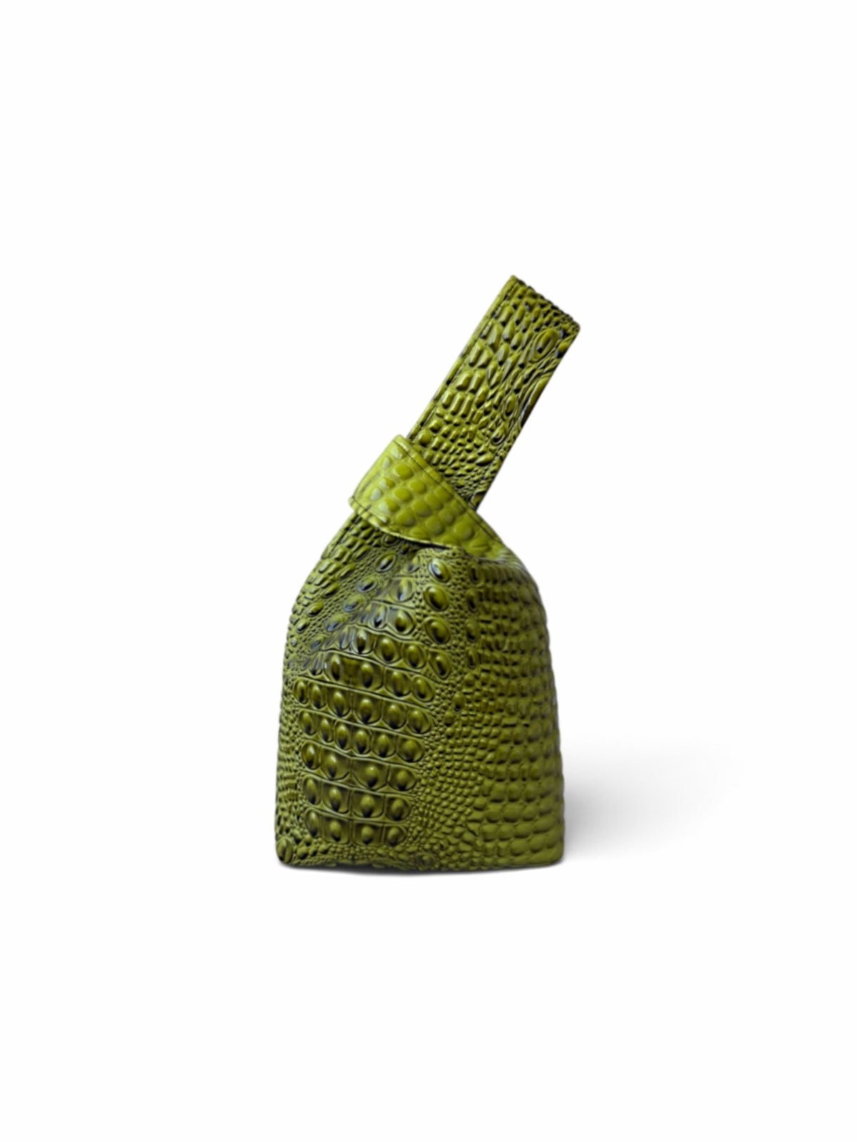 Olive Green Crocodile Knot Bag