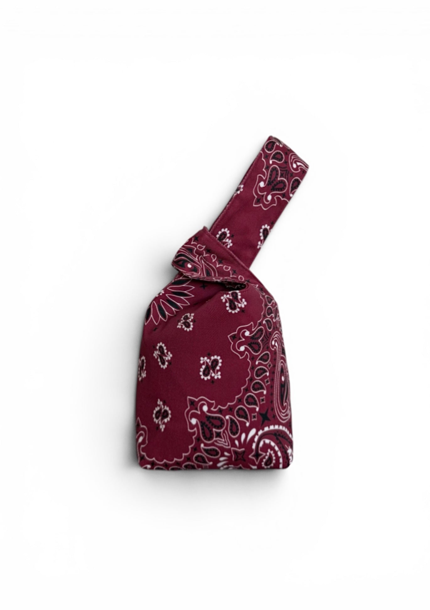 Wine Denim Paisley Knot Bag
