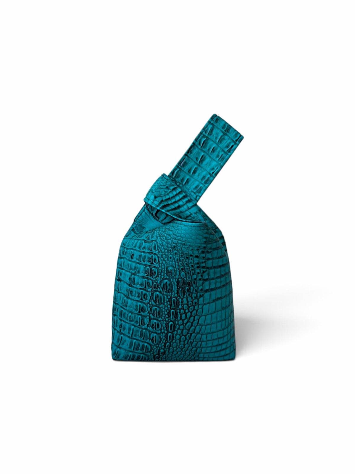 Teal Embossed Alligator Knot Bag