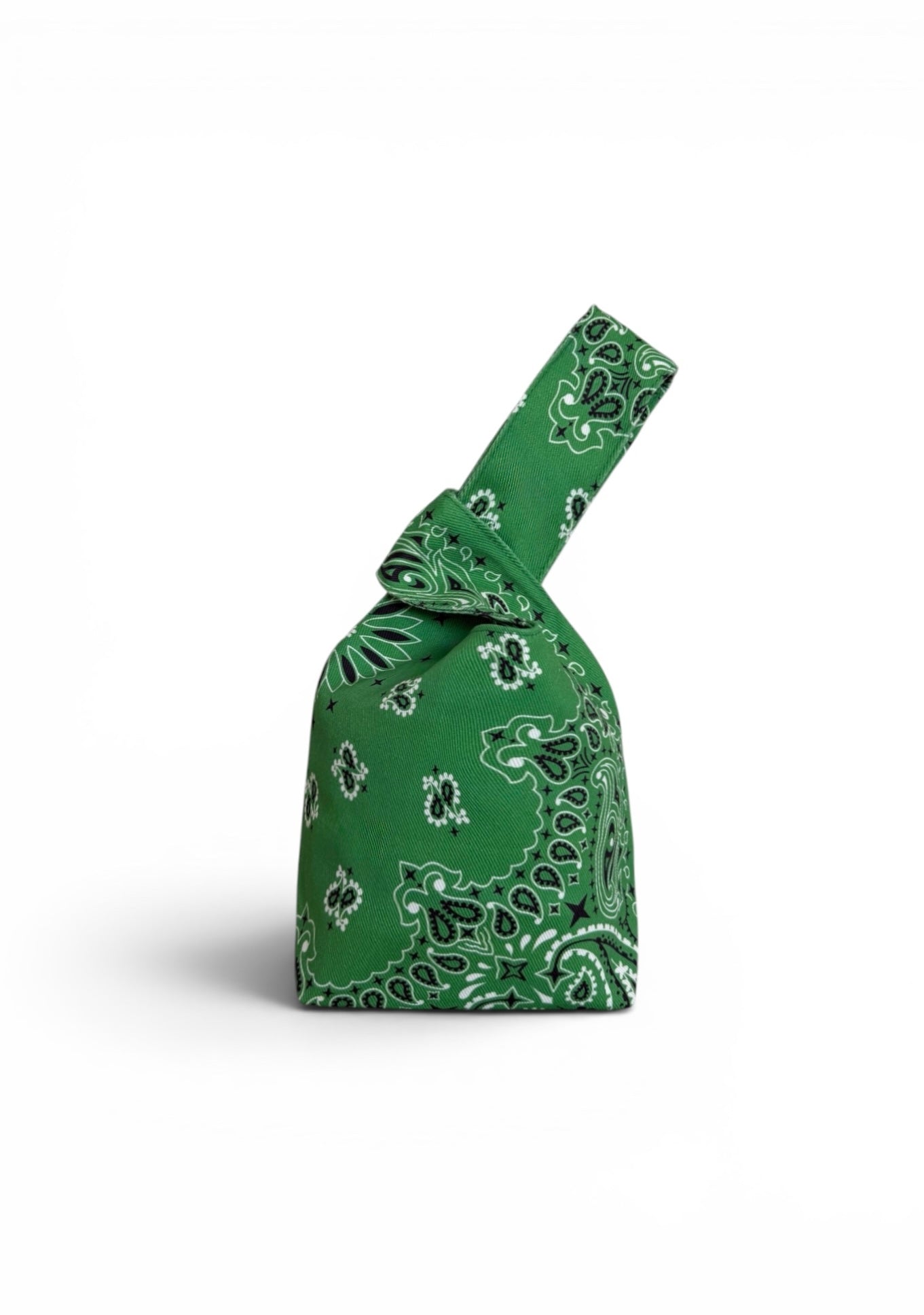 Green Denim Paisley Knot Bag